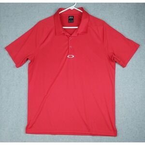 Oakley Mens Polo Shirt Athletic Red Golf Tennis Activewear Performance Large